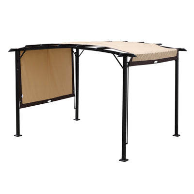 12 x 9 ft Steel Patio Pergola with Retractable Canopy
