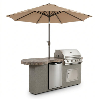 KoKoMo Maui 7 ft 6 in BBQ Island with 33-in Round Bar, LED Lights & Grill