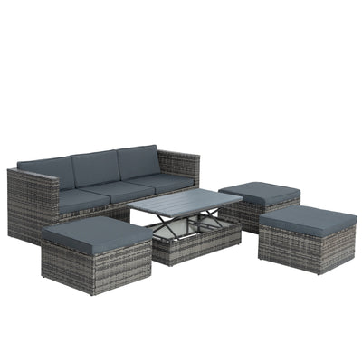 5-Piece Wicker Patio Set with Plywood Coffee Table