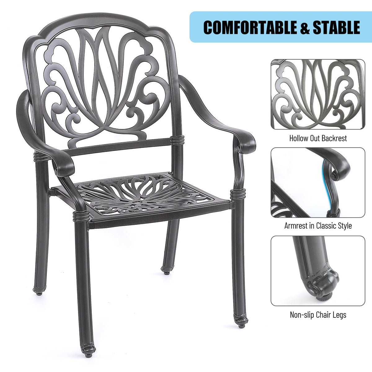 5-Piece Round Patio Dining Set with Umbrella Hole