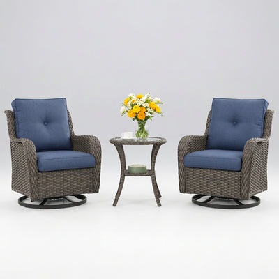 3-pc Wicker Patio Bistro Set with Swivel Rockers