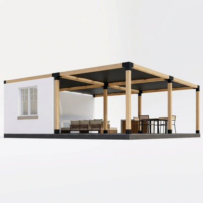 DIY Attached Pergola Kit with Canopies, Up to 24 x 24 ft