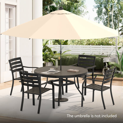 5-Piece Patio Dining Set with Stackable Metal Chairs, Black