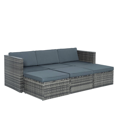 5-Piece Wicker Patio Set with Plywood Coffee Table