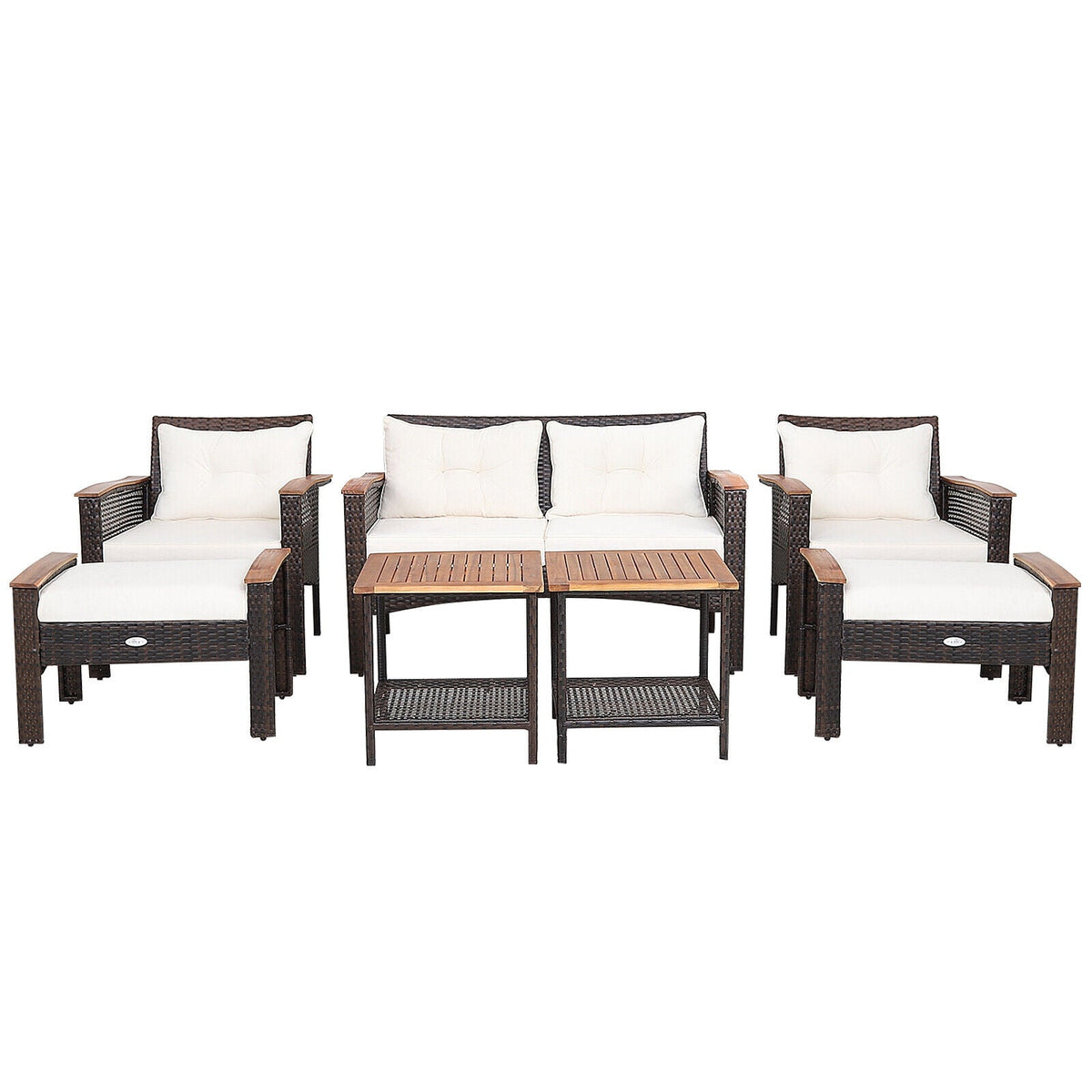 7-Piece Rattan Patio Conversation Set with Cushions