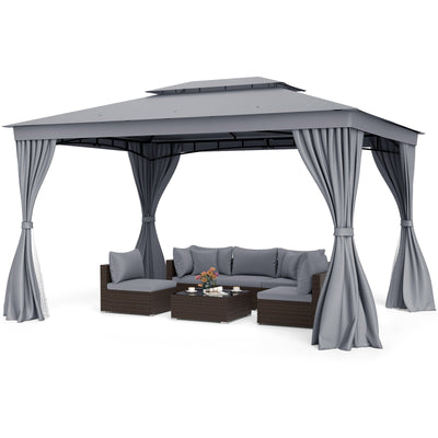 10 x 13 ft Double-Roof Gazebo with Privacy Curtains & Netting