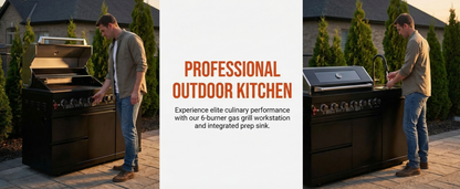 6-Burner Stainless Steel Propane Outdoor Kitchen Island Grill