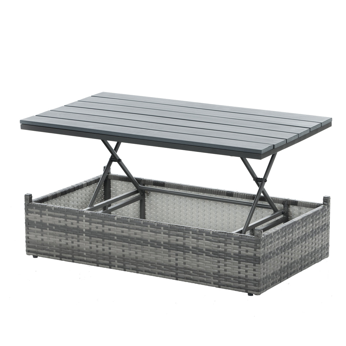 5-Piece Wicker Patio Set with Plywood Coffee Table