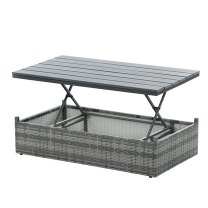 5-Piece Wicker Patio Set with Plywood Coffee Table