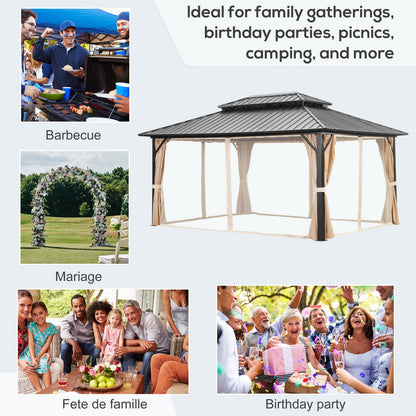 Ainfox 12 x 16 ft Steel Patio Gazebo with Mesh Screen