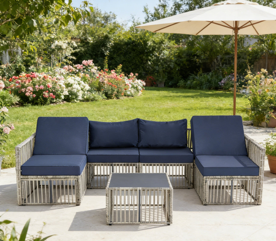 Ainfox 7-Piece Wicker Patio Sectional Set with Cushions