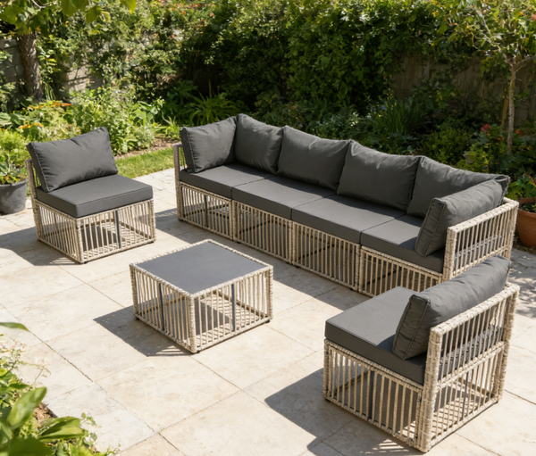 Ainfox 7-Piece Wicker Patio Sectional Set with Cushions