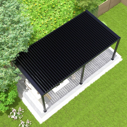 8640E Aluminum-Frame Pergola with Adjustable Steel Louvers, Gray