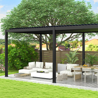 8640E Aluminum-Frame Pergola with Adjustable Steel Louvers, Gray
