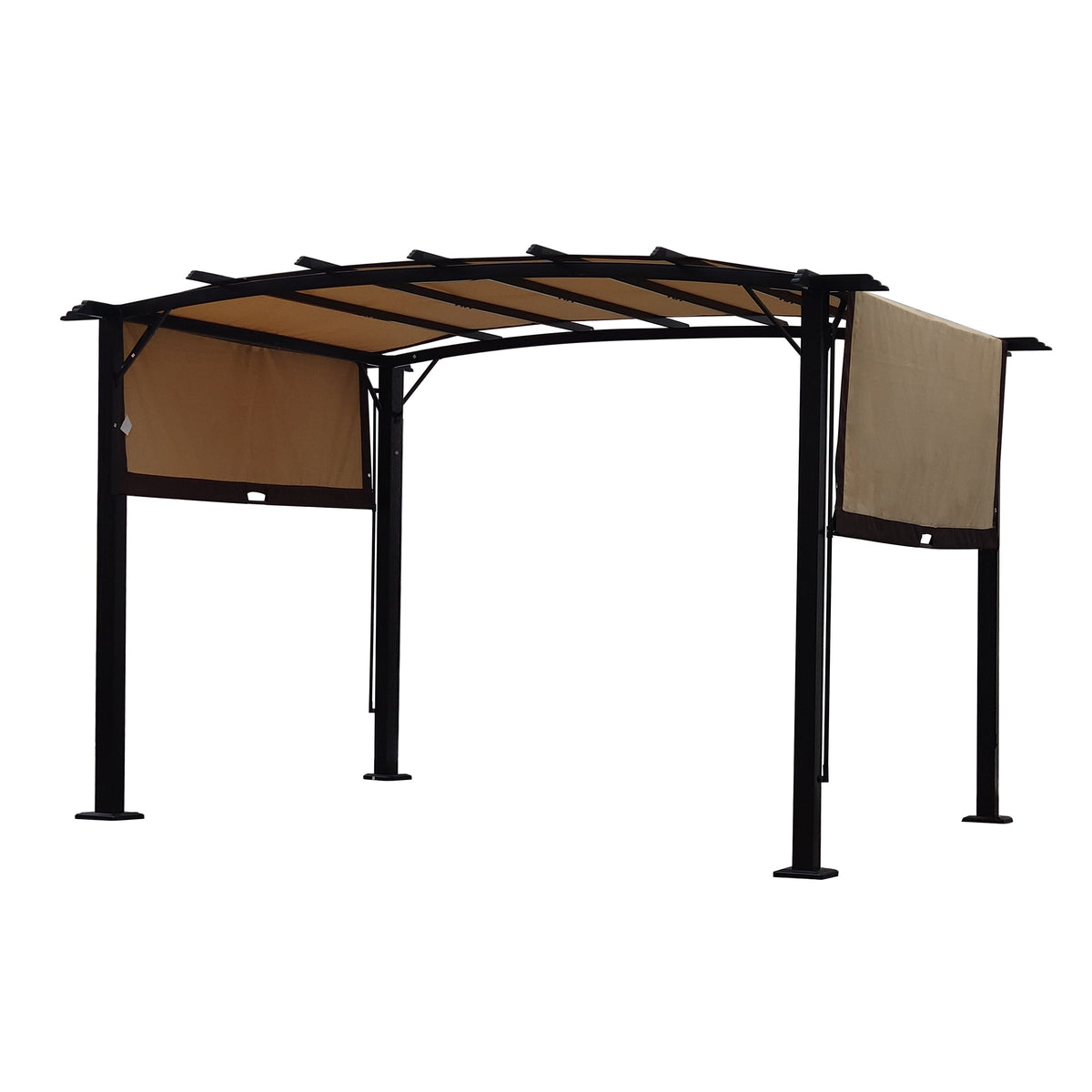 12 x 9 ft Steel Patio Pergola with Retractable Canopy