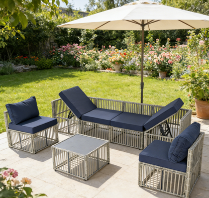 Ainfox 7-Piece Wicker Patio Sectional Set with Cushions
