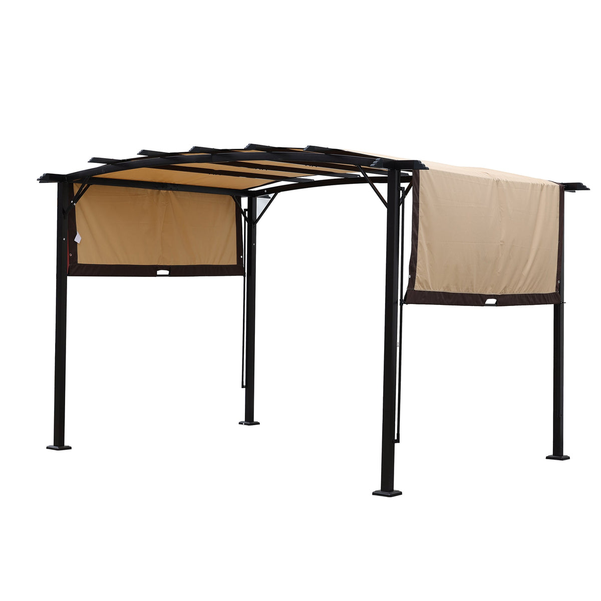 12 x 9 ft Steel Patio Pergola with Retractable Canopy