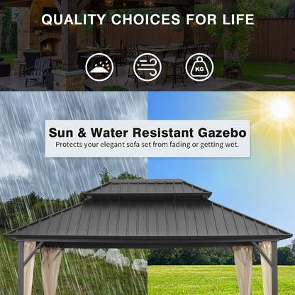 Ainfox 12 x 16 ft Steel Patio Gazebo with Mesh Screen