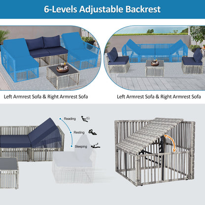 Ainfox 7-Piece Wicker Patio Sectional Set with Cushions