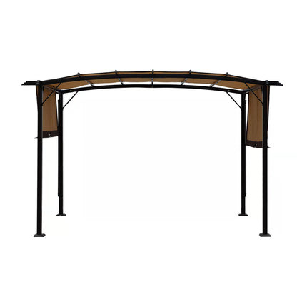 12 x 9 ft Steel Patio Pergola with Retractable Canopy