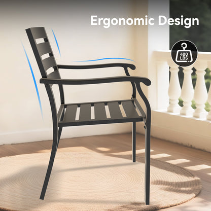 5-Piece Patio Dining Set with Stackable Metal Chairs, Black
