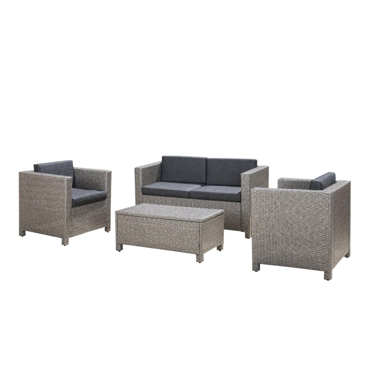 Puerta 4-Piece Rattan Patio Set with Water-Resistant Cushions
