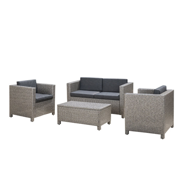 Puerta 4-Piece Rattan Patio Set with Water-Resistant Cushions