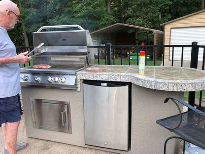 KoKoMo Maui 7 ft 6 in BBQ Island with 33-in Round Bar, LED Lights & Grill