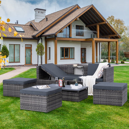 5-Piece Wicker Patio Set with Plywood Coffee Table