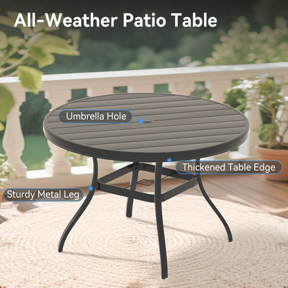 5-Piece Patio Dining Set with Stackable Metal Chairs, Black
