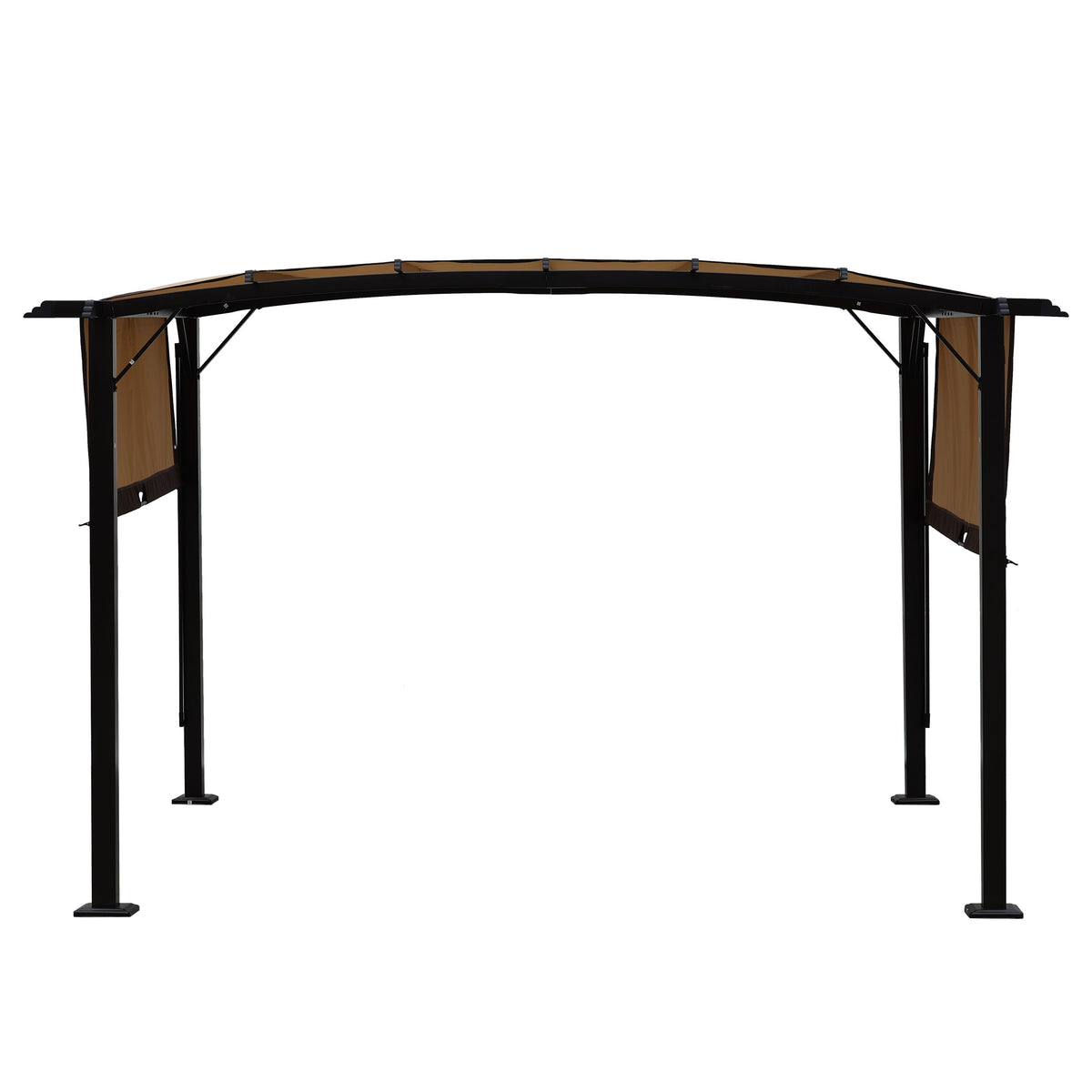 12 x 9 ft Steel Patio Pergola with Retractable Canopy
