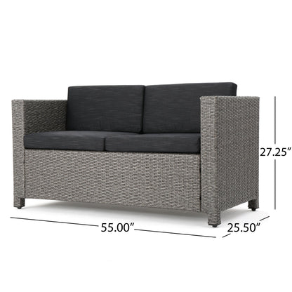 Puerta 4-Piece Rattan Patio Set with Water-Resistant Cushions