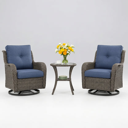 3-pc Wicker Patio Bistro Set with Swivel Rockers