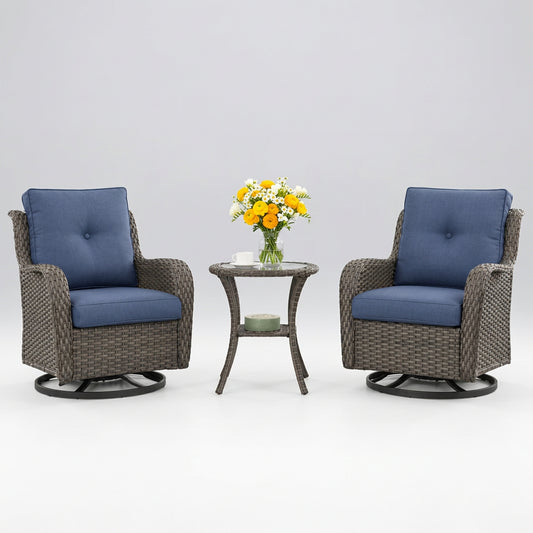 3-pc Wicker Patio Bistro Set with Swivel Rockers
