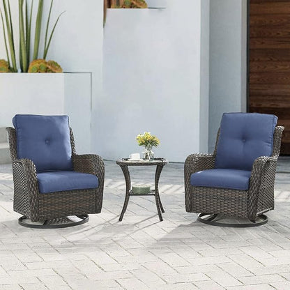 3-pc Wicker Patio Bistro Set with Swivel Rockers