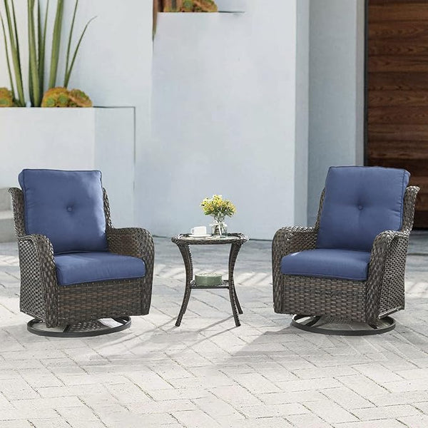 3-pc Wicker Patio Bistro Set with Swivel Rockers