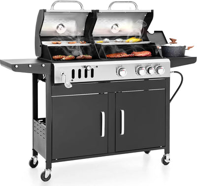 Charcoal & Propane Combo Grill with Side Burner, 690 sq. in.