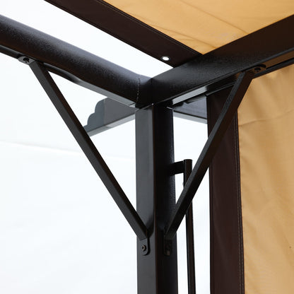12 x 9 ft Steel Patio Pergola with Retractable Canopy