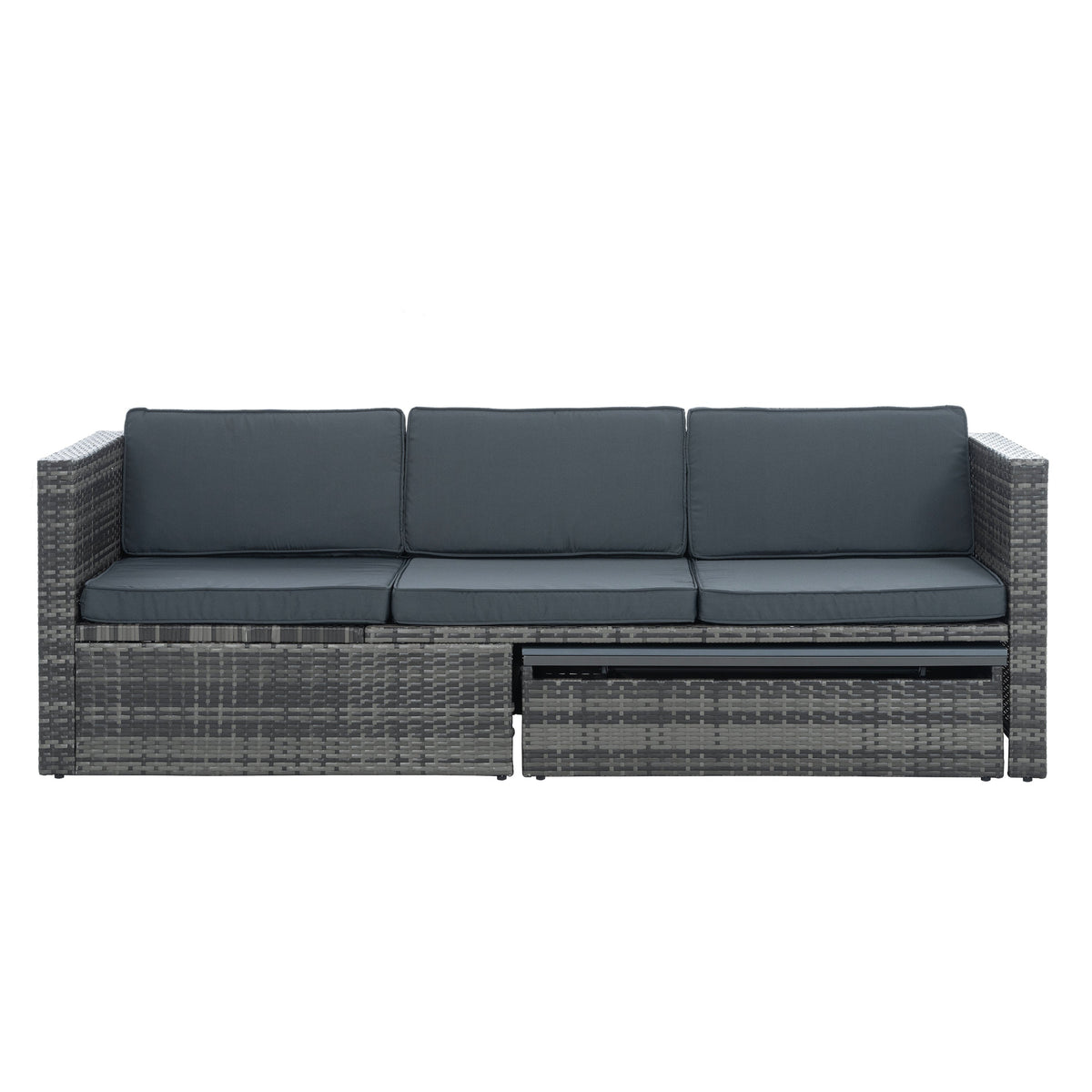 5-Piece Wicker Patio Set with Plywood Coffee Table