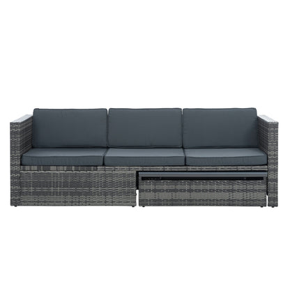 5-Piece Wicker Patio Set with Plywood Coffee Table