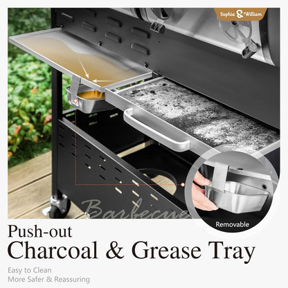 Charcoal & Propane Combo Grill with Side Burner, 690 sq. in.