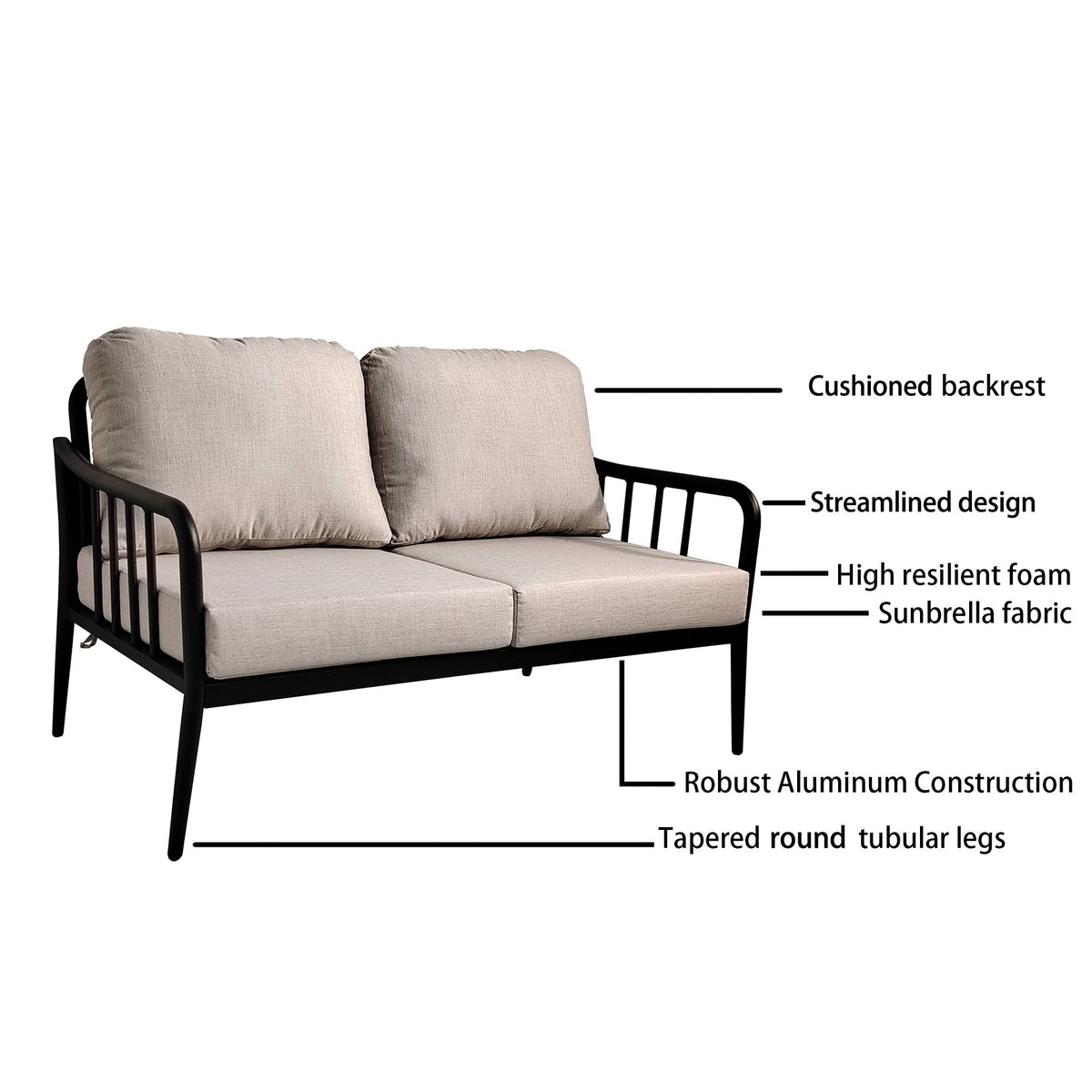 5-Piece Aluminum Patio Conversation Set