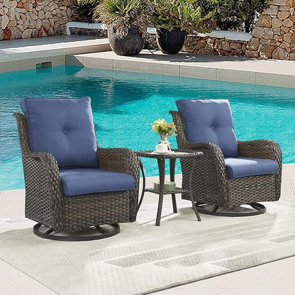 3-pc Wicker Patio Bistro Set with Swivel Rockers