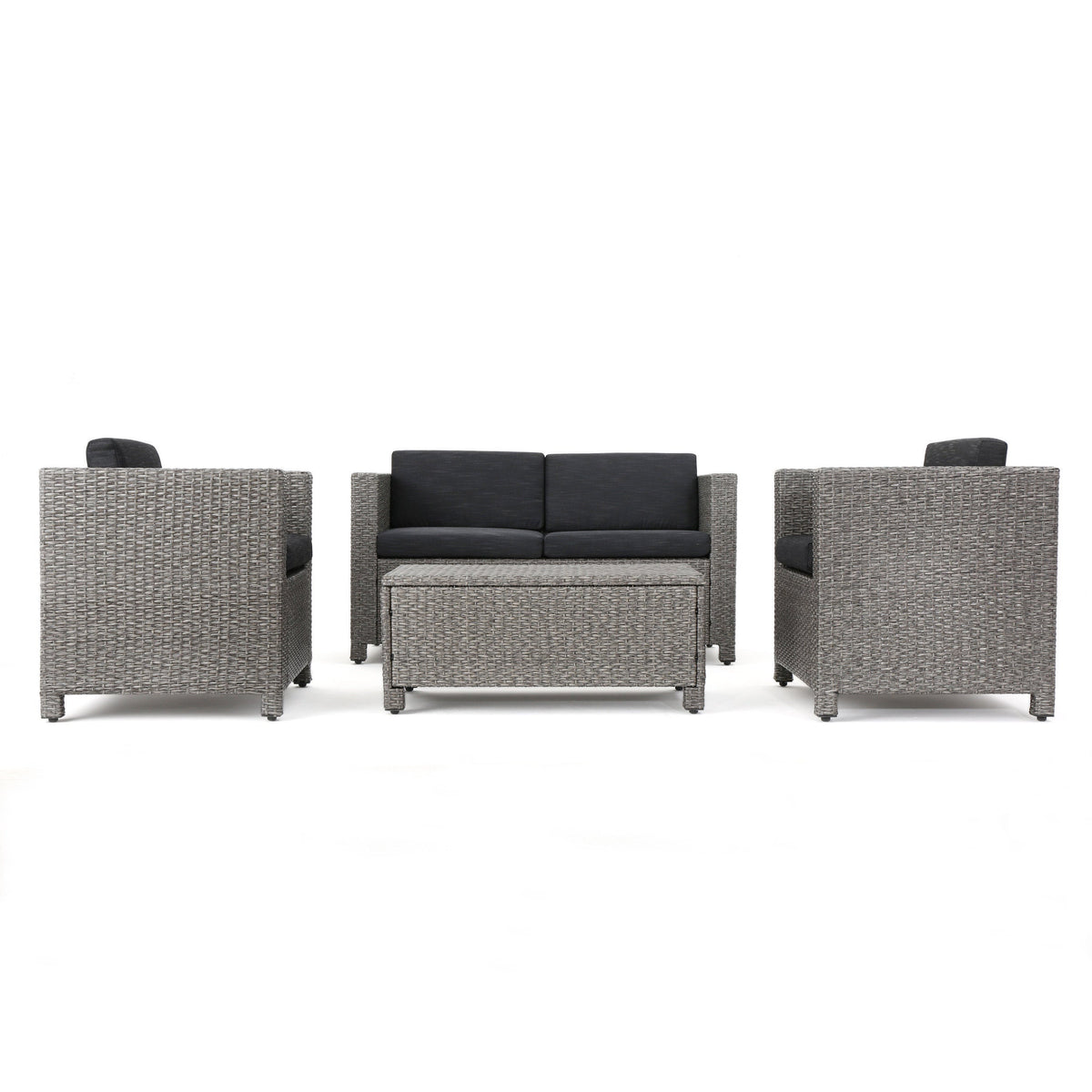 Puerta 4-Piece Rattan Patio Set with Water-Resistant Cushions
