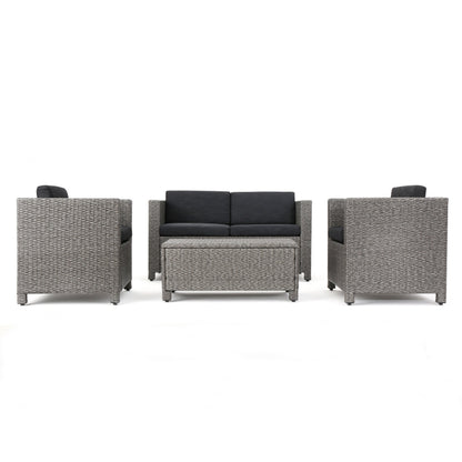 Puerta 4-Piece Rattan Patio Set with Water-Resistant Cushions