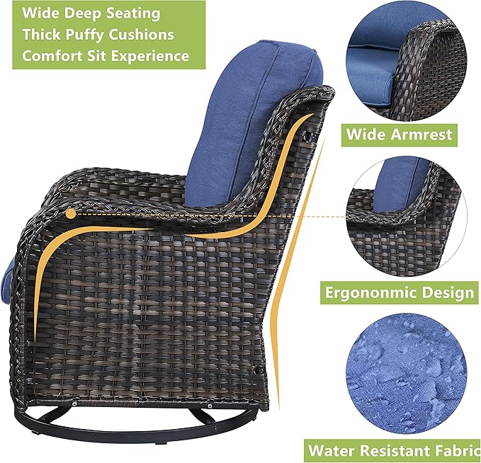 3-pc Wicker Patio Bistro Set with Swivel Rockers