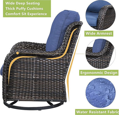 3-pc Wicker Patio Bistro Set with Swivel Rockers