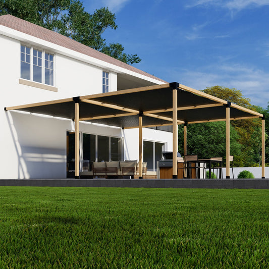 DIY Attached Pergola Kit with Canopies, Up to 24 x 24 ft