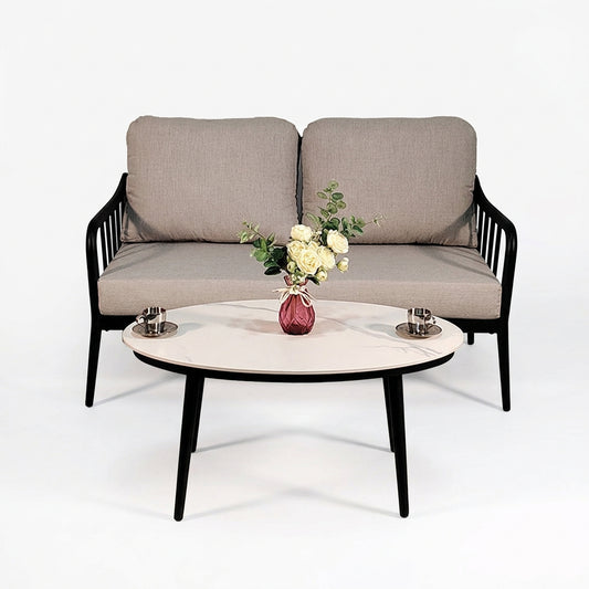 2-Piece Aluminum Patio Loveseat Set