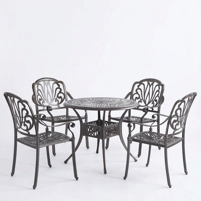 5-Piece Round Patio Dining Set with Umbrella Hole